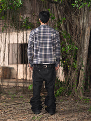 NWL Plaid Long Sleeve Zipper Jacket Blue (Pre-order 15-25 days)