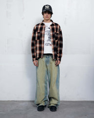 Plaid Long Sleeve Shirt Orange-Black