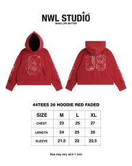 44TEES 26 Hoodie Red Faded