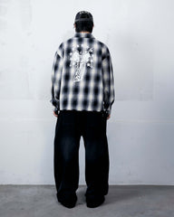 Plaid Long Sleeve Shirt Black-White