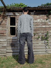 Henley Shirt long Sleeve Waffle Gray