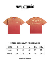 44TEES 32 Regular Red Faded