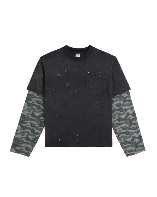 44TEES 30 Camo Sleeve Boxy Faded