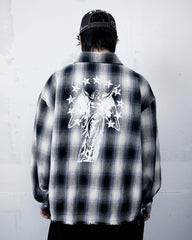 Plaid Long Sleeve Shirt Black-White