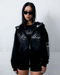 Hoodie Zip Fade Plaid Hood Black (Ship on 20/01)