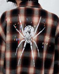 Plaid Long Sleeve Shirt Orange-Black