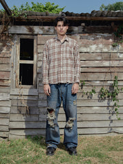 NWL Plaid Long Sleeve Shirt – Brick Brown