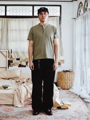 Short Henley White, Gray, Black, Green