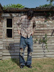 NWL Plaid Long Sleeve Shirt – Brick Brown