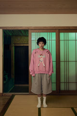 Momo Distressed Crewneck Sweatshirt Pink