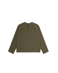 Henley Shirt long Sleeve Waffle Olive Green