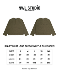 Henley Shirt long Sleeve Waffle Olive Green