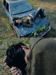 Henley Shirt long Sleeve Waffle Olive Green