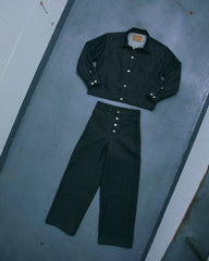 DOUBLE RAW DENIM BAGGY BLACK