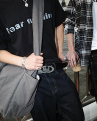 RR06 Logo Belt Matte Silver