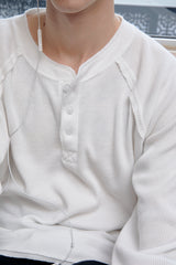 Henley Shirt long Sleeve Waffle