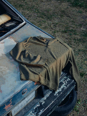 Henley Shirt long Sleeve Waffle Olive Green