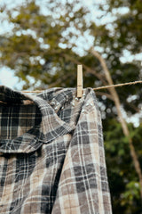 Vixen Long Sleeve Plaid Shirt Grey-Beige