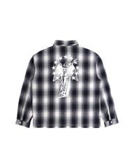Plaid Long Sleeve Shirt Black-White