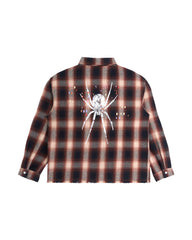 Plaid Long Sleeve Shirt Orange-Black