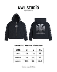 44TEES 22 Hoodie Zip Faded