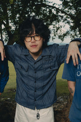 NWL x TV OFF, Plaid Navy Botton Shirt (For Reserve,Ship on 04/09/26)