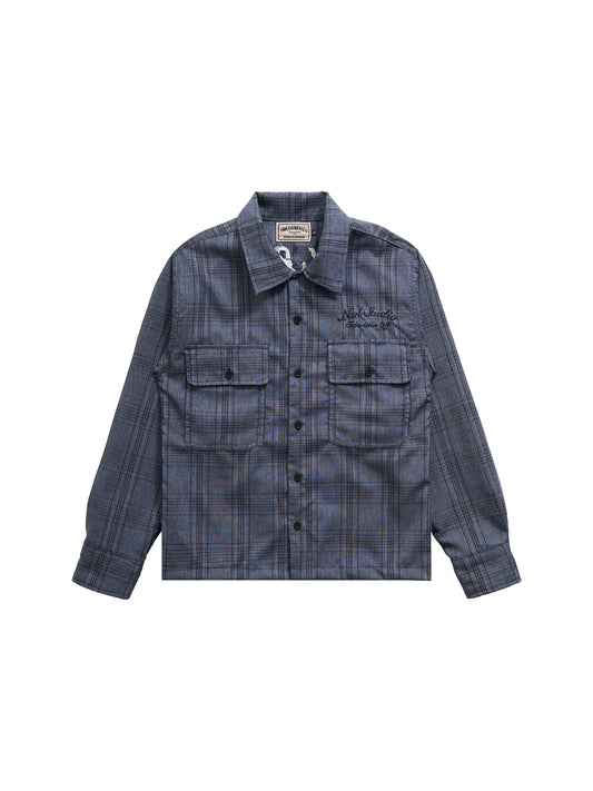 NWL x TV OFF, Plaid Navy Botton Shirt (For Reserve,Ship on 04/09/26)