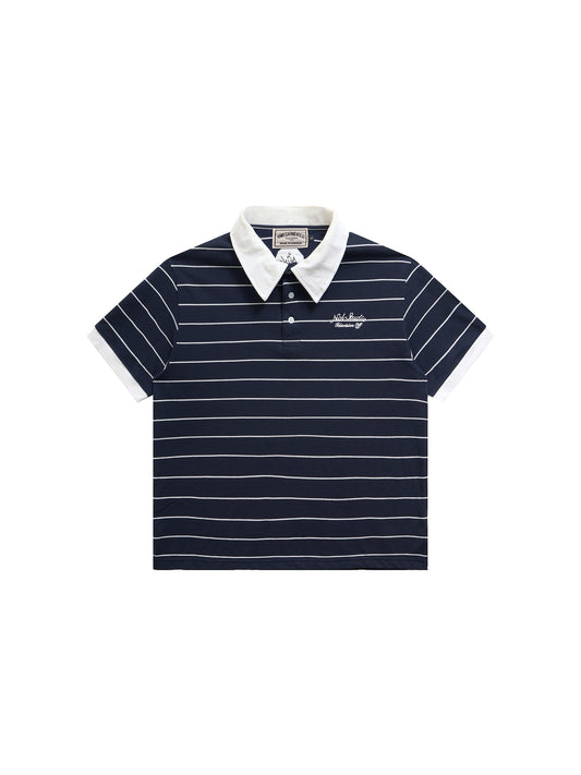 NWL x TV OFF, Stripe Polo Navy (For Reserve,Ship on 04/09/26)