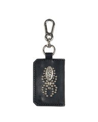 Leather Card Holder Black Silverpin *Handmade*