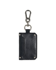Leather Card Holder Black Silverpin *Handmade*