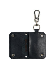 Leather Card Holder Black Silverpin *Handmade*