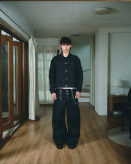 DOUBLE RAW DENIM JACKET BLACK