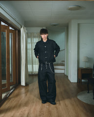 DOUBLE RAW DENIM BAGGY BLACK