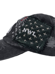 1of1 Black Sashiko Distressed Cap 04