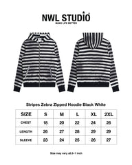 Stripes Zebra Zipped Hoodie Boxy