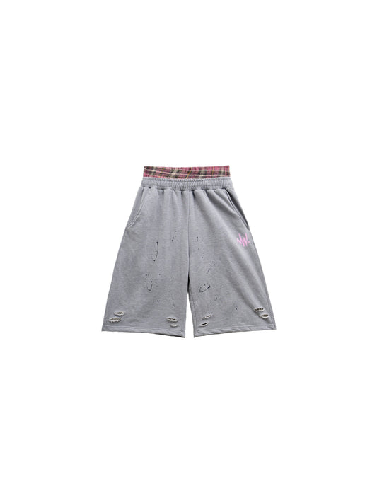 Dandadan Layered Plaid Short Grey
