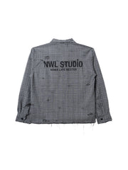 Glen Plaid Graphite Distressed Shirt