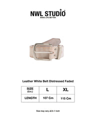 Leather White Belt Distressed Faded *HANDMADE* (Pre-order 30-45 Days)
