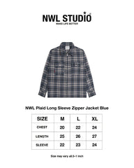 NWL Plaid Long Sleeve Zipper Jacket Blue (Pre-order 15-25 days)