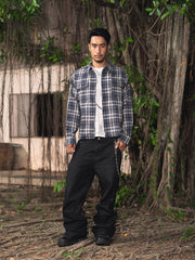 NWL Plaid Long Sleeve Zipper Jacket Blue (Pre-order 15-25 days)