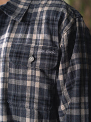 NWL Plaid Long Sleeve Zipper Jacket Blue (Pre-order 15-25 days)