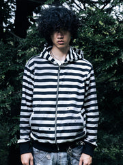 Stripes Zebra Zipped Hoodie Boxy
