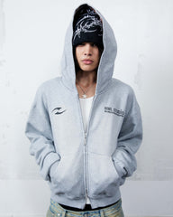 Hoodie Zip Fade Plaid Hood Gray