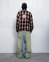 Plaid Long Sleeve Shirt Orange-Black