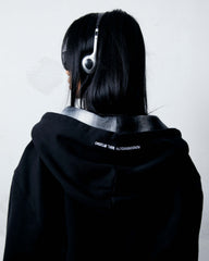 Hoodie Zip Fade Plaid Hood Black