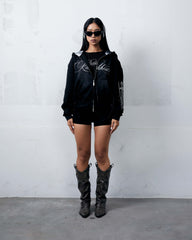 Hoodie Zip Fade Plaid Hood Black (Ship on 20/01)