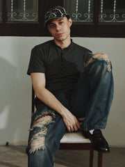 Short Henley White, Gray, Black, Green