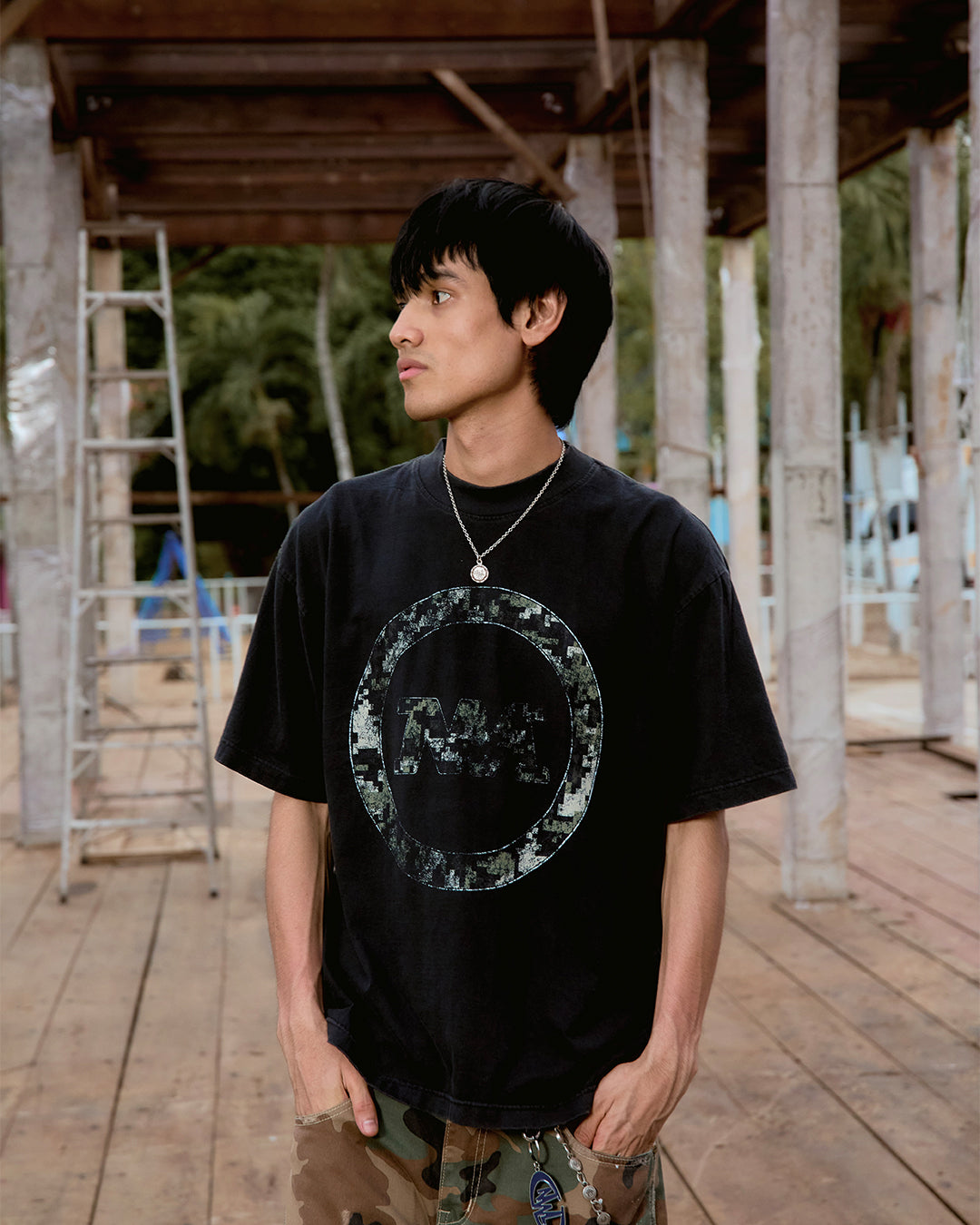 DM09 Graphic Camo Boxy T-Shirt Dark Fade