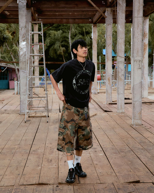 DM09 Graphic Camo Boxy T-Shirt Dark Fade