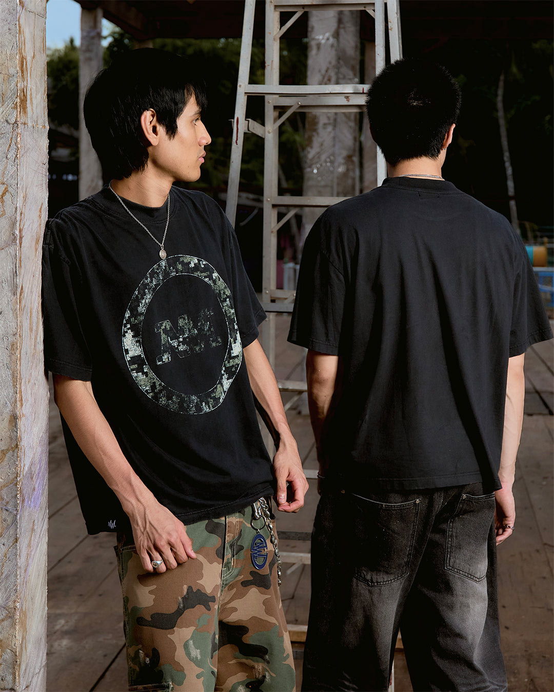 DM09 Graphic Camo Boxy T-Shirt Dark Fade